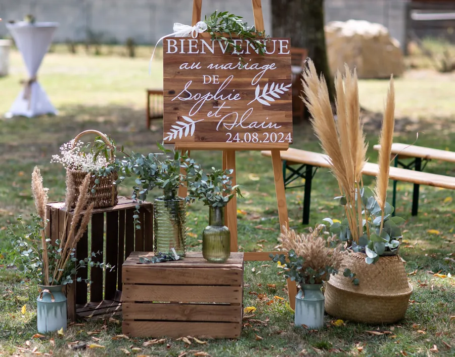Décor de mariage champêtre en Gironde